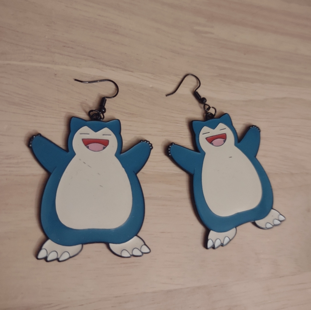 Snorlax Pokemon Large Enamel Charm Earrings Pokémon Nintendo Anime